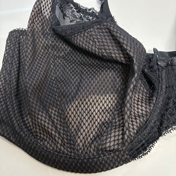 Elomi Charley Stretch Plunge Bra Size 40J Black Minimalist Clean Girl - Picture 2 of 7